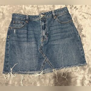 PacSun Blue Frayed Mini Jean Skirt